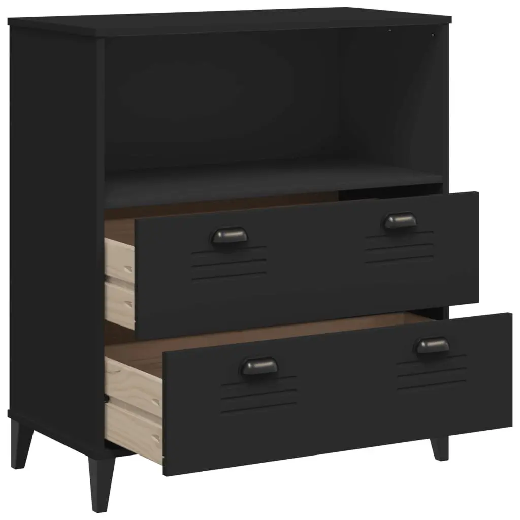 Industrial Bookcase Black 80x40x90cm Engineered Wood Storage Cabinet Shelving Unit
