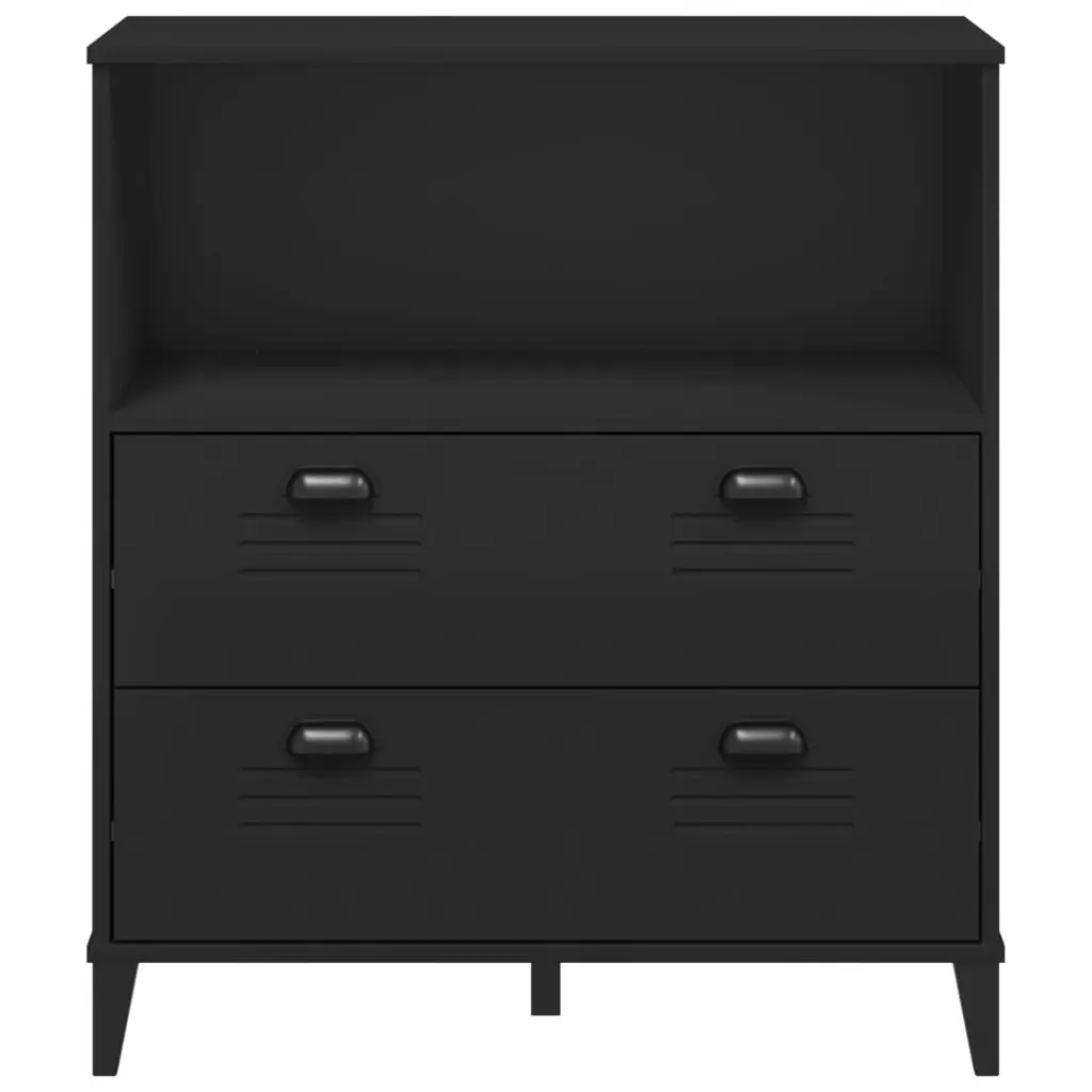 Industrial Bookcase Black 80x40x90cm Engineered Wood Storage Cabinet Shelving Unit