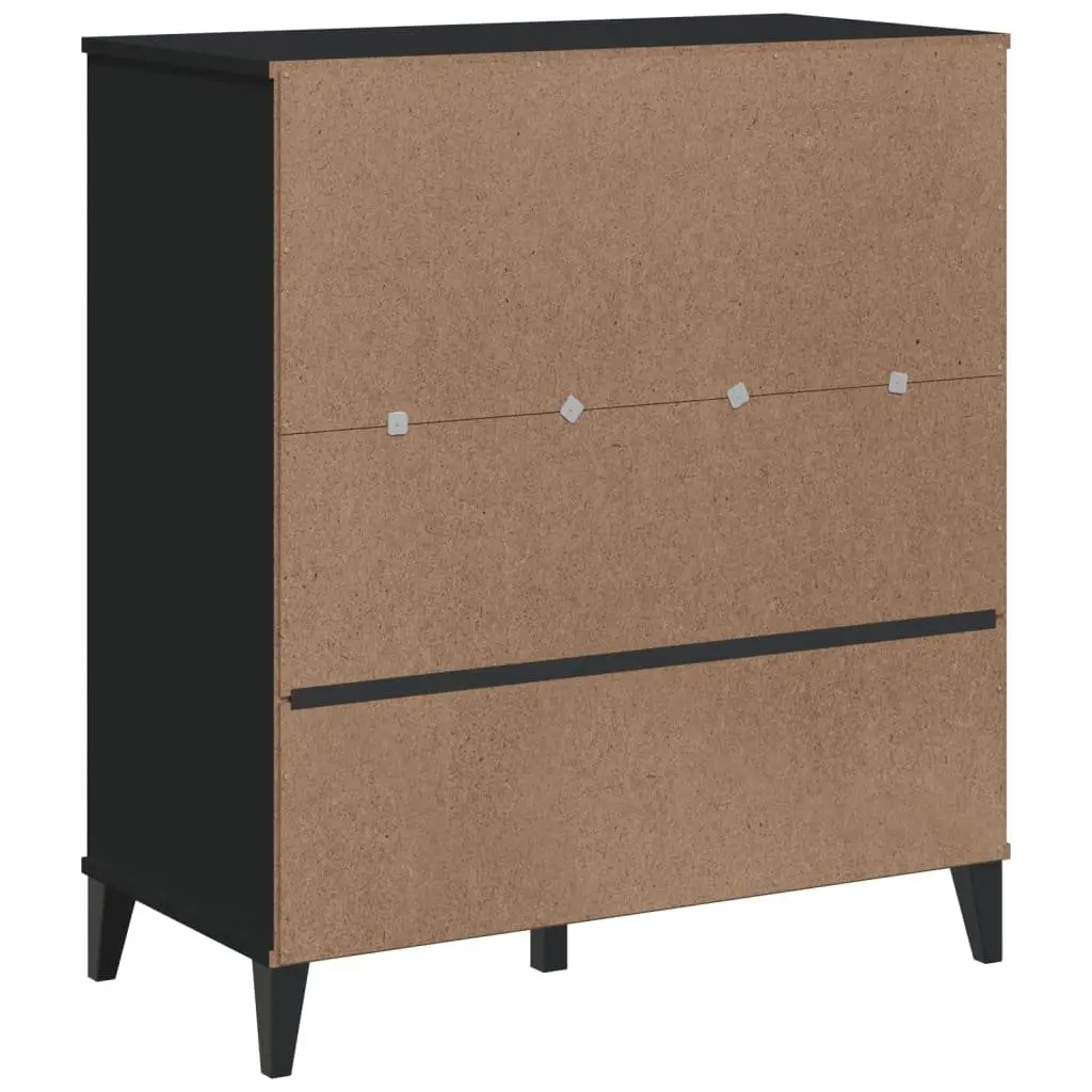 Industrial Bookcase Black 80x40x90cm Engineered Wood Storage Cabinet Shelving Unit
