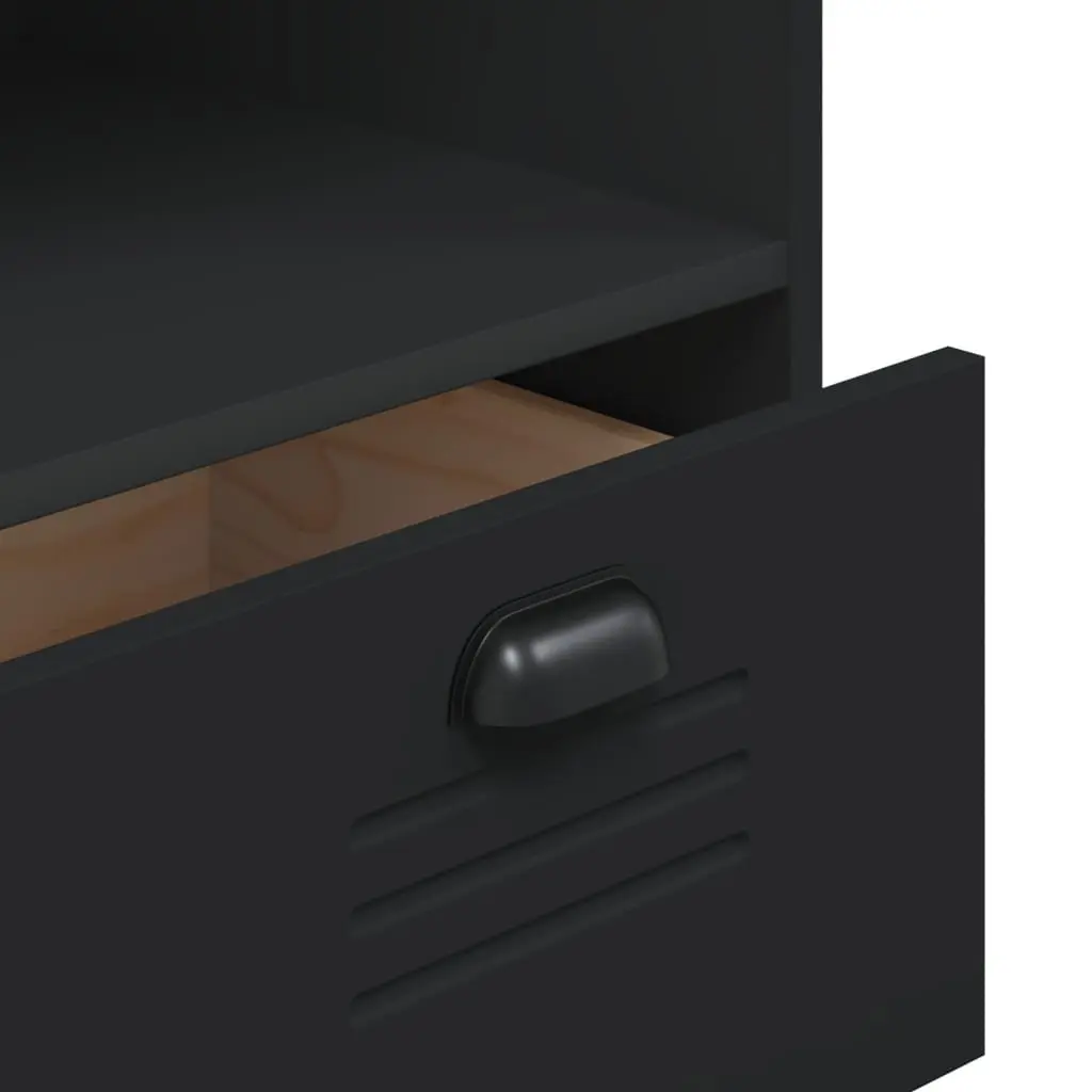 Industrial Bookcase Black 80x40x90cm Engineered Wood Storage Cabinet Shelving Unit