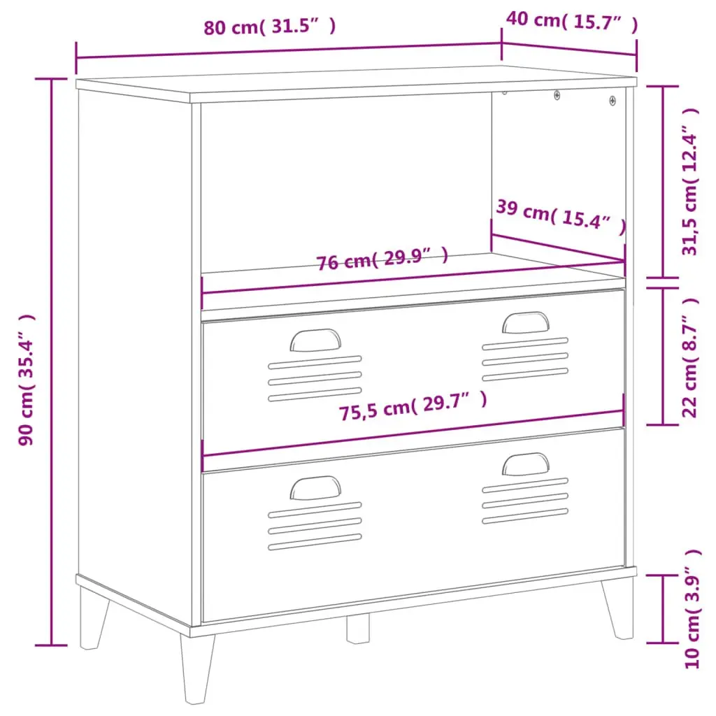 Industrial Bookcase Black 80x40x90cm Engineered Wood Storage Cabinet Shelving Unit
