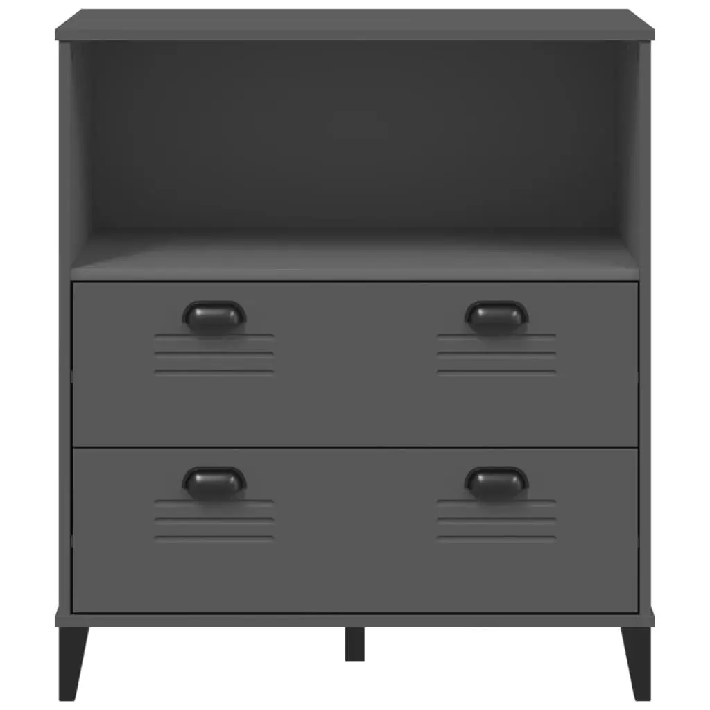 Bookcase Industrial Design Anthracite Grey Storage Shelves Cabinet Engineered
