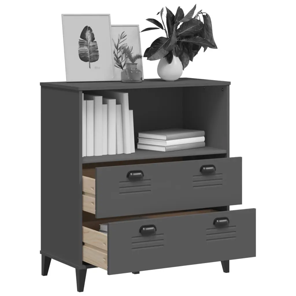 Bookcase Industrial Design Anthracite Grey Storage Shelves Cabinet Engineered
