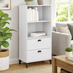 White Bookcase 60x35x123 cm with Industrial Design