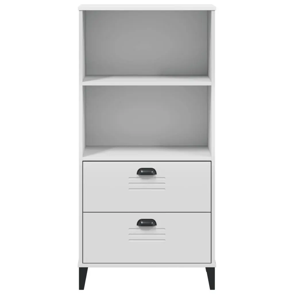 Bookcase White 60x35x123 cm Industrial Design Storage Shelf Engineered Wood
