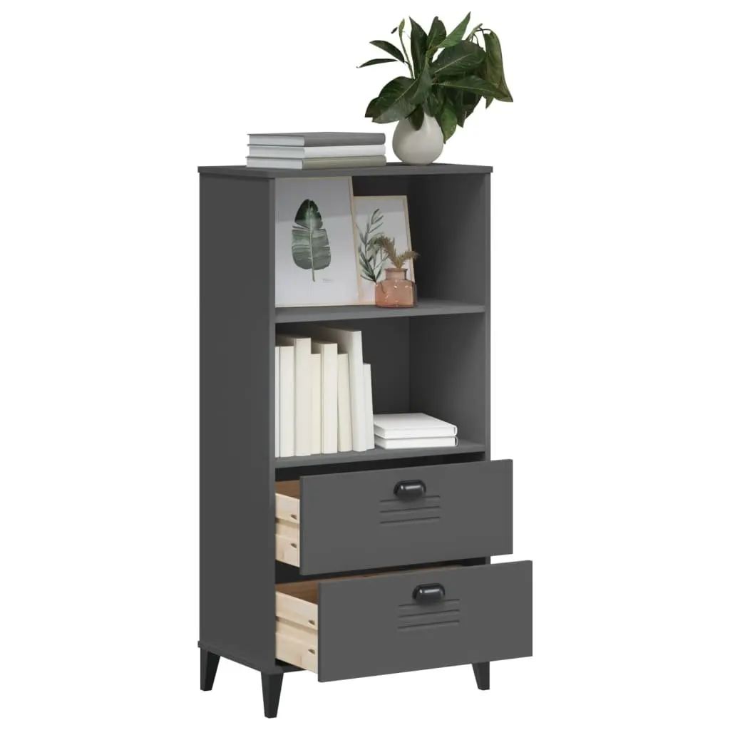 Bookcase Storage Cabinet Industrial Design Anthracite Grey Engineered Wood
