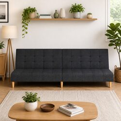 Comfortable Grey Fabric 2-Seater Sofa Bed