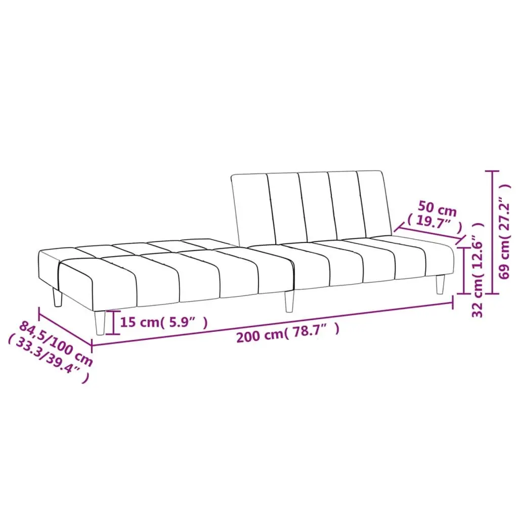 Grey Fabric 2-Seater Sofa Bed