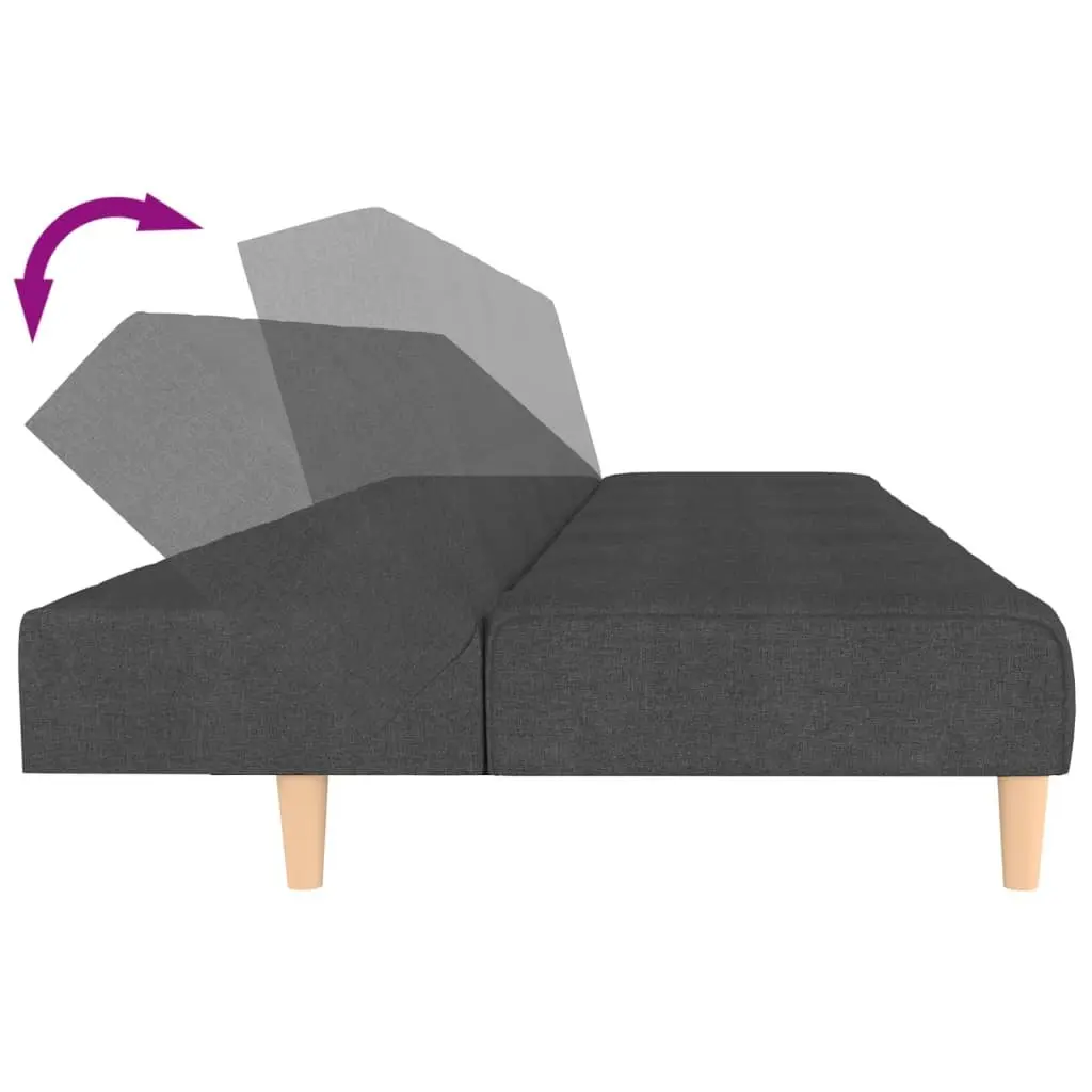 Grey Fabric 2-Seater Sofa Bed