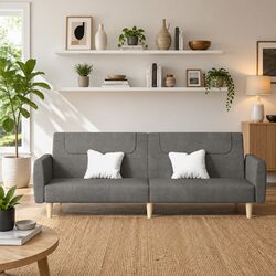 Grey Fabric 2-Seater Sofa Bed for Cozy Living Spaces
