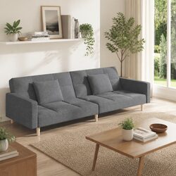 Light Grey Fabric 2-Seater Sofa Bed with Pillows