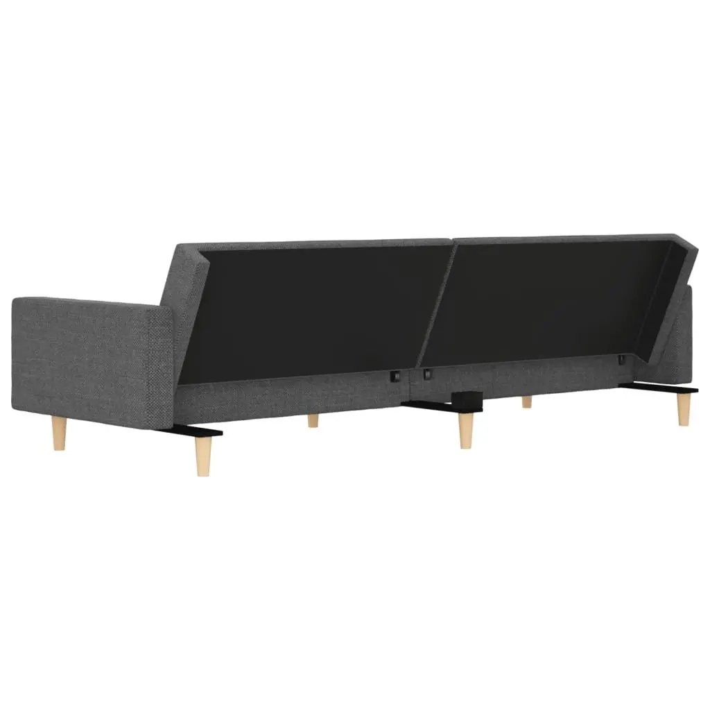 2-Seater Sofa Bed Light Grey Fabric Wooden Frame with Pillows