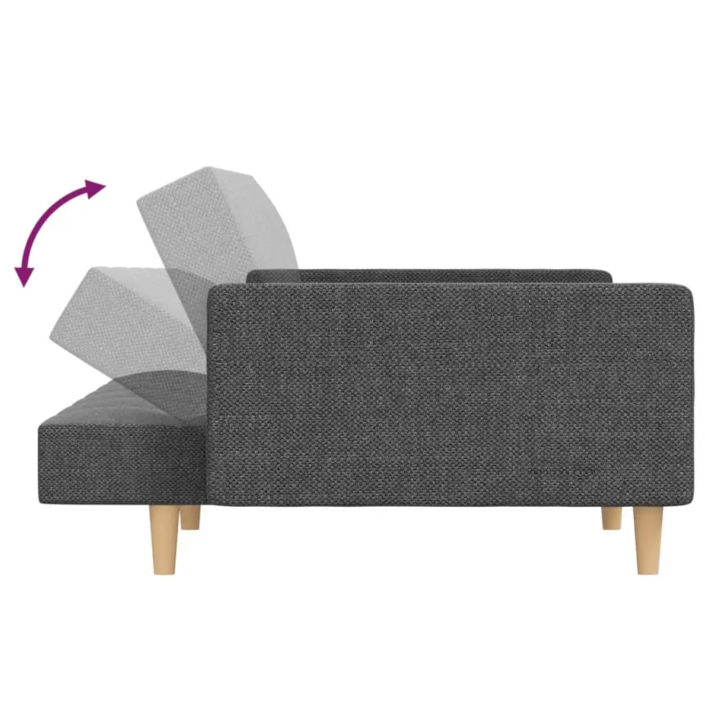 2-Seater Sofa Bed Light Grey Fabric Wooden Frame with Pillows