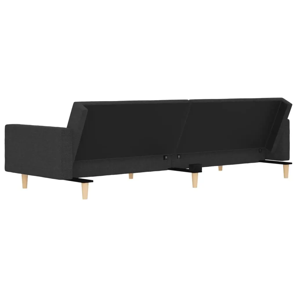 Grey Fabric 2-Seater Sofa Bed with Pillows