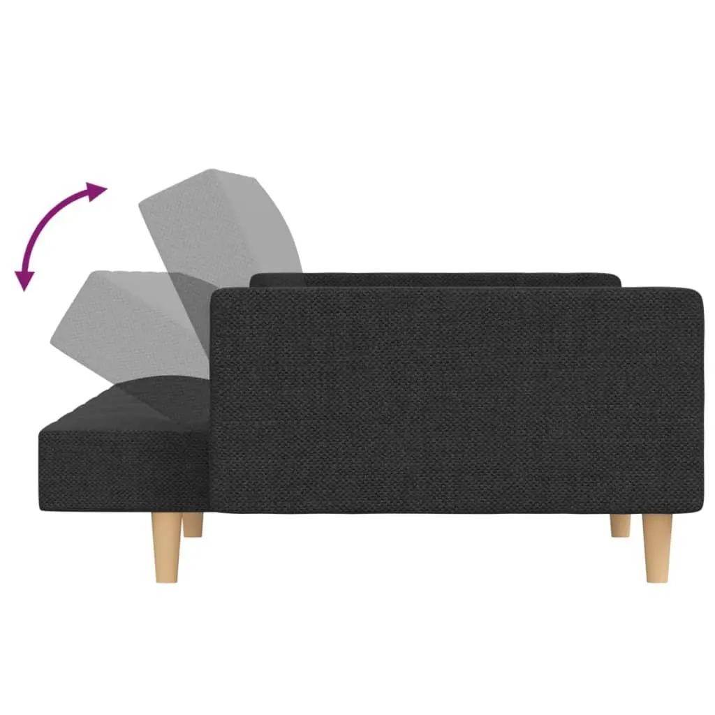 Grey Fabric 2-Seater Sofa Bed with Pillows