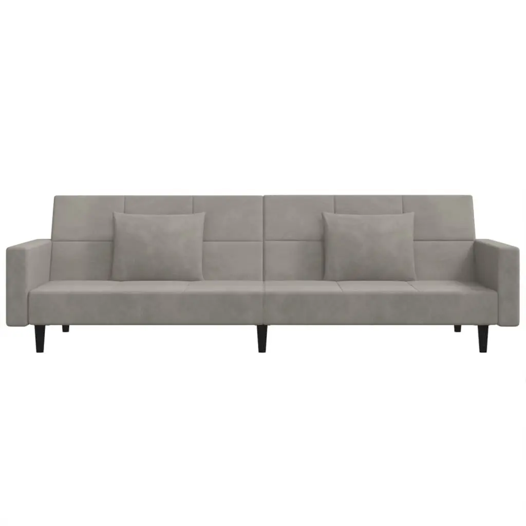 2-Seater Sofa Bed Convertible Grey Velvet Guest Furniture
