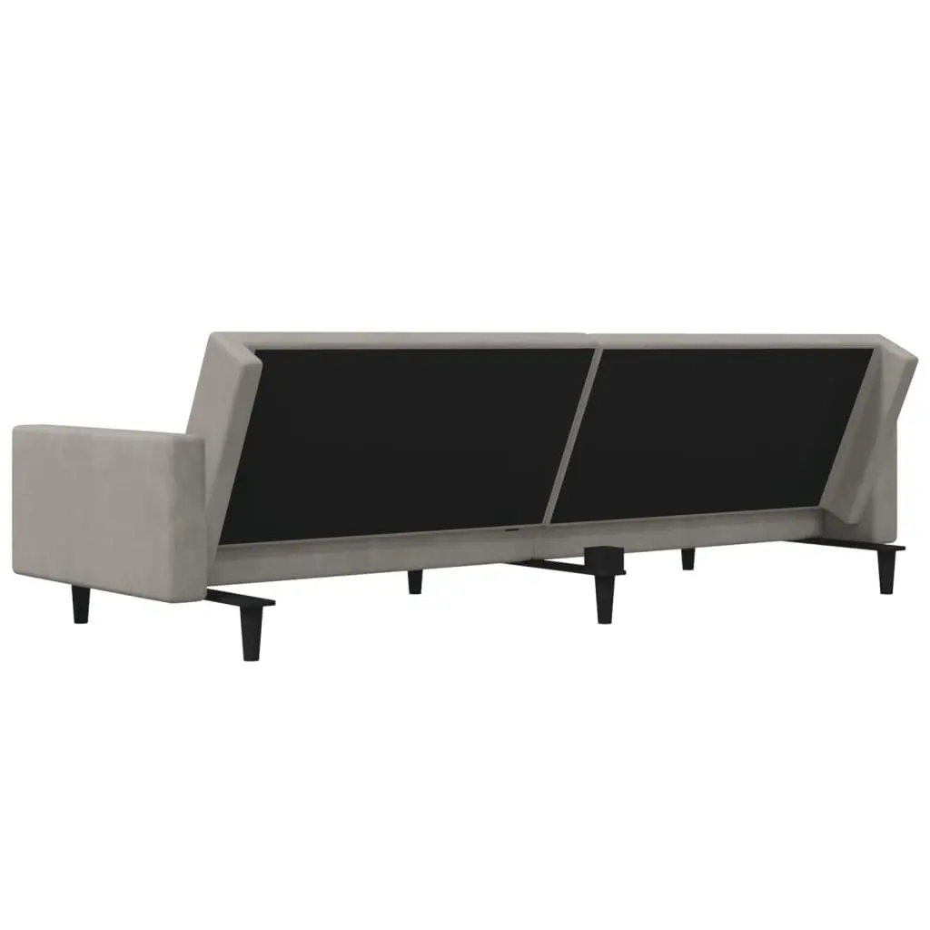2-Seater Sofa Bed Convertible Grey Velvet Guest Furniture