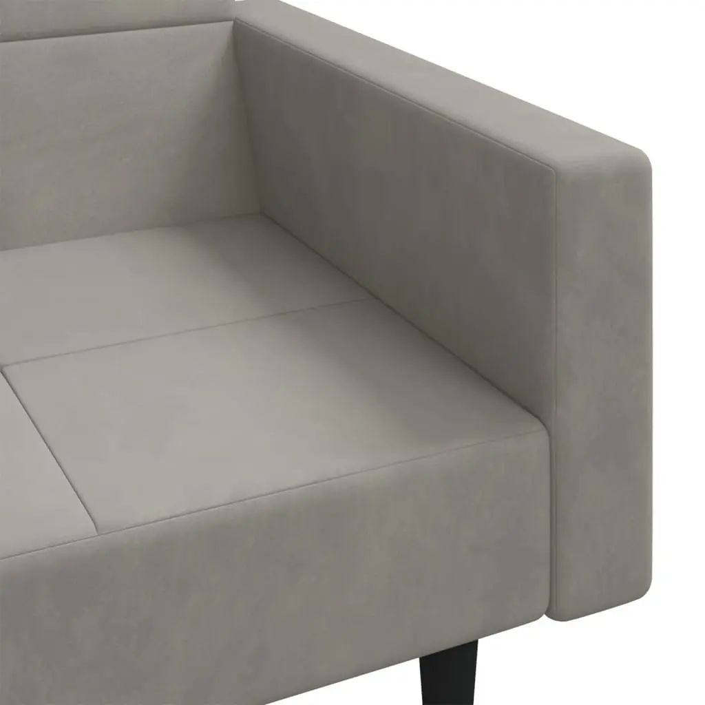 2-Seater Sofa Bed Convertible Grey Velvet Guest Furniture