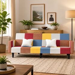 Cozy 2-Seater Sofa Bed in Soft Fabric