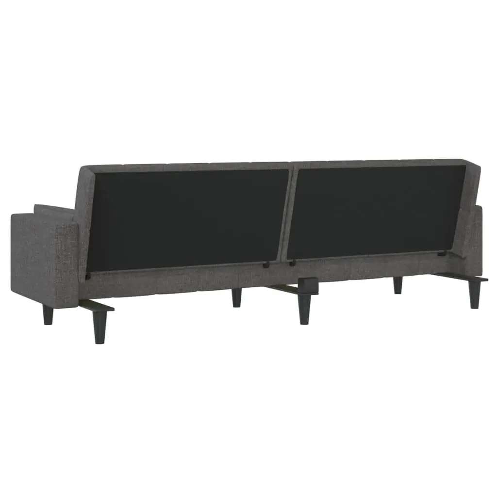 Grey Fabric 2-Seater Sofa Bed with Pillows
