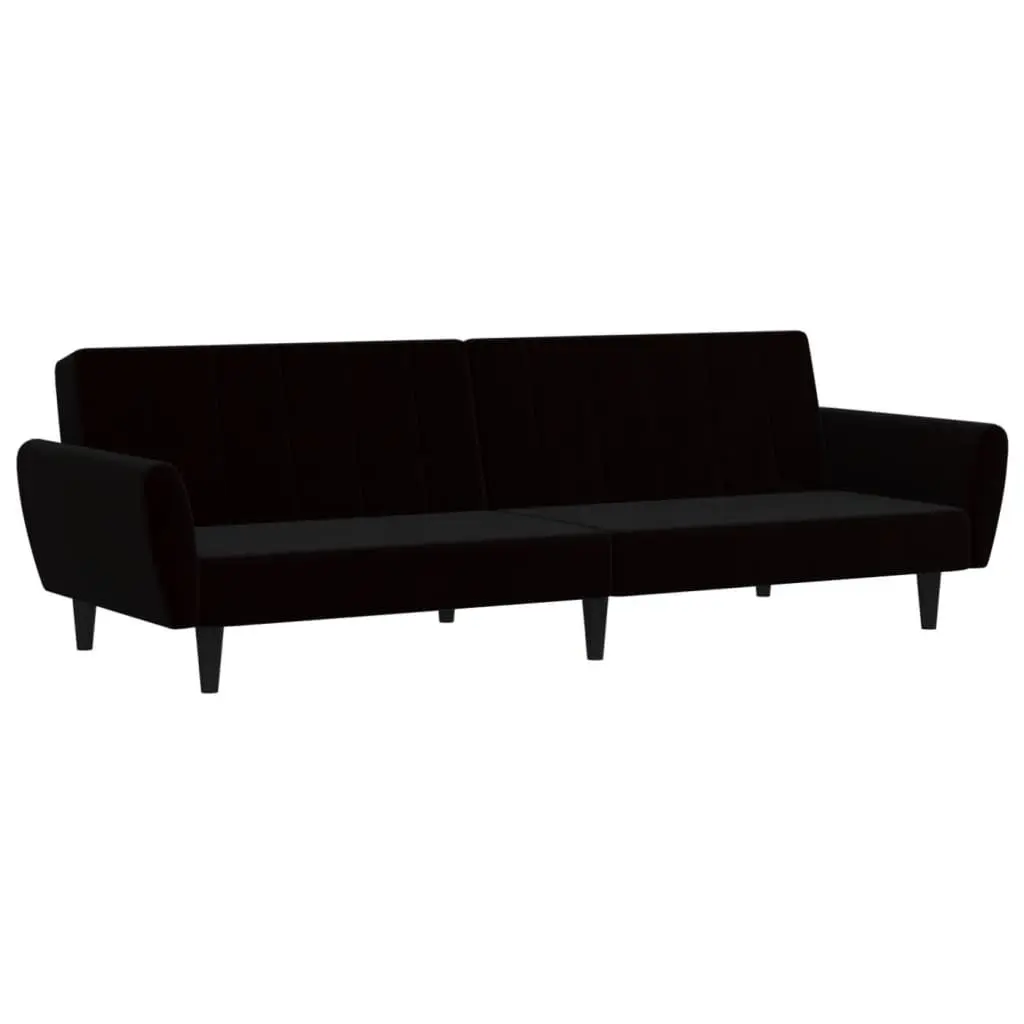 Black Velvet 2-Seater Convertible Sofa Bed