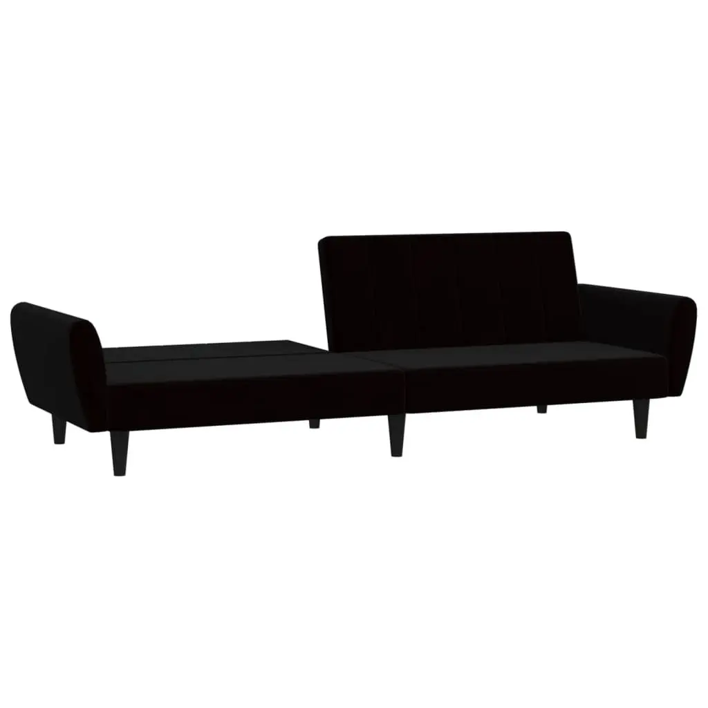 Black Velvet 2-Seater Convertible Sofa Bed