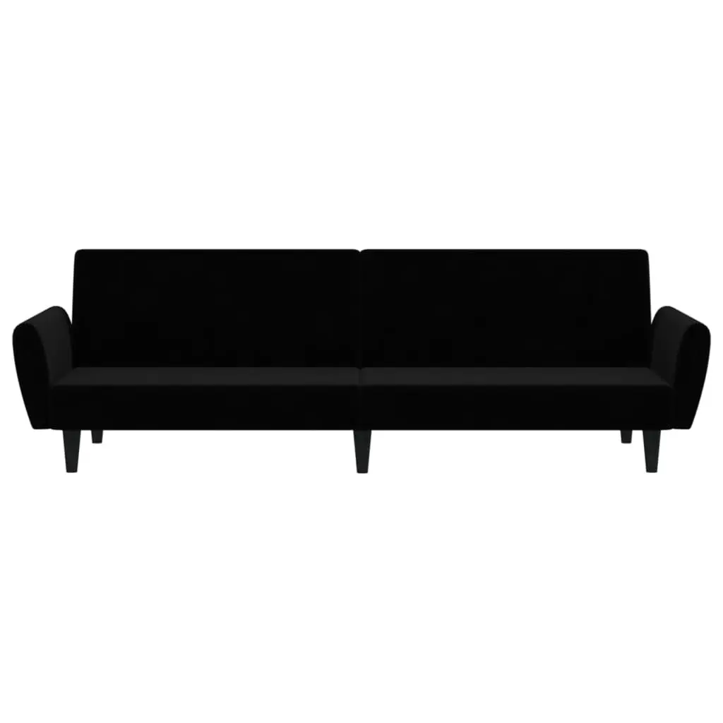 Black Velvet 2-Seater Convertible Sofa Bed