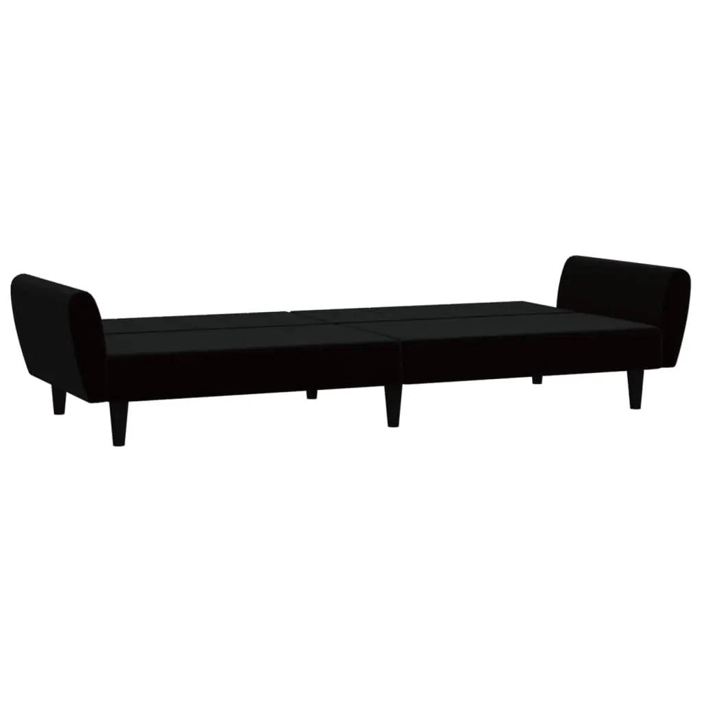 Black Velvet 2-Seater Convertible Sofa Bed