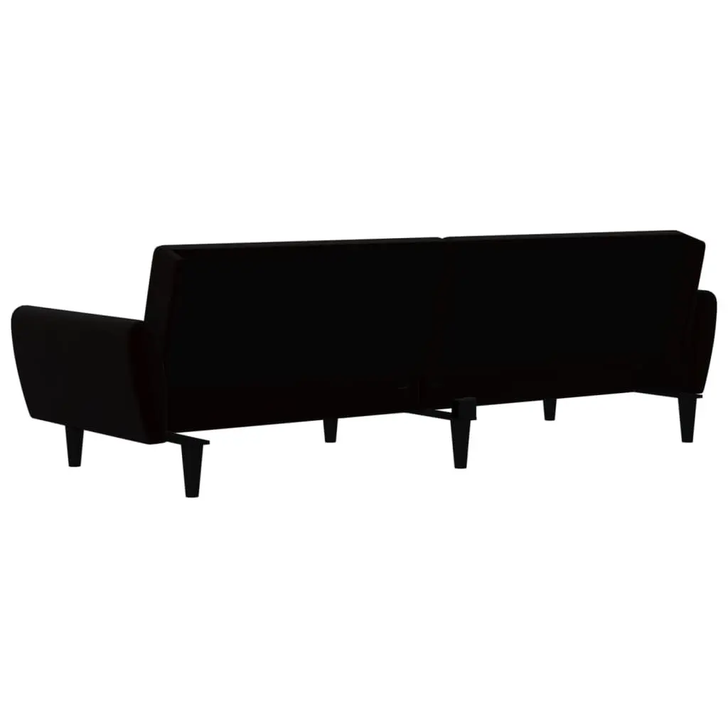Black Velvet 2-Seater Convertible Sofa Bed