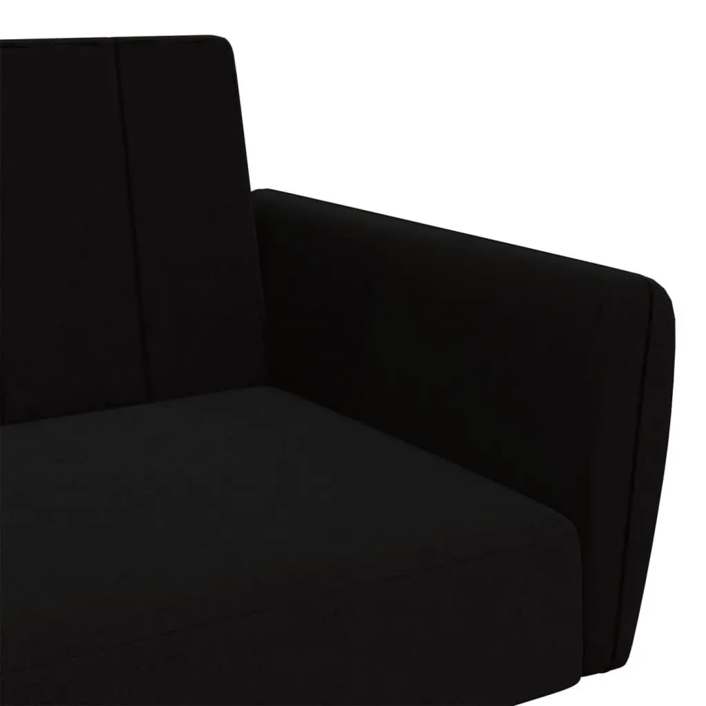 Black Velvet 2-Seater Convertible Sofa Bed