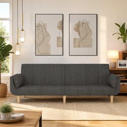 Comfortable 2-Seater Sofa Bed in Dark Grey Fabric