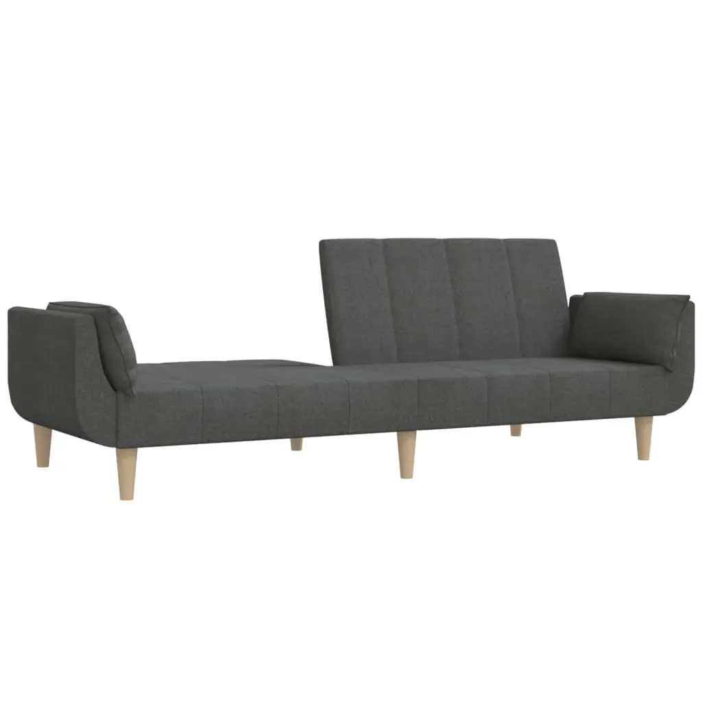 2-Seater Sofa Bed in Dark Grey Fabric