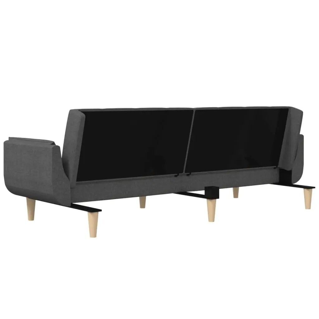 2-Seater Sofa Bed in Dark Grey Fabric
