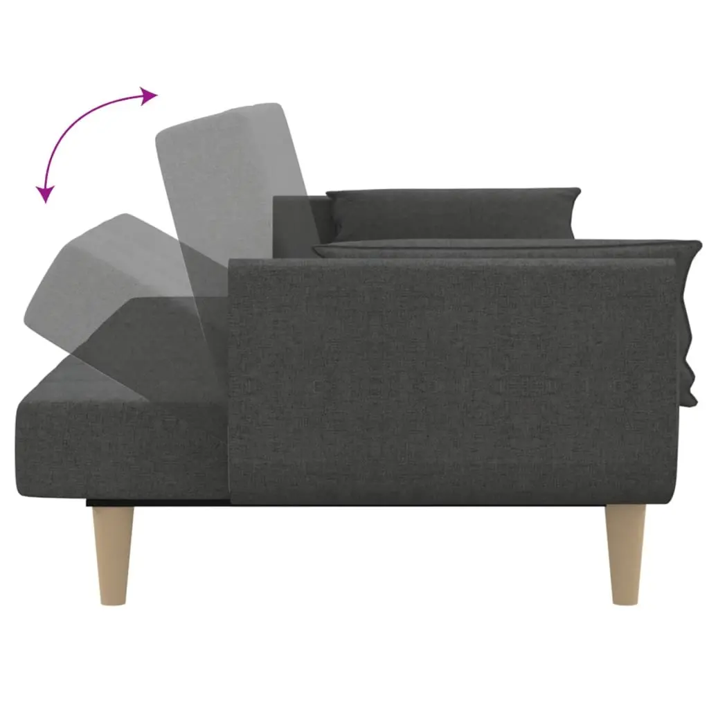 2-Seater Sofa Bed in Dark Grey Fabric