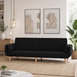 Comfortable 2-Seater Sofa Bed in Black Fabric