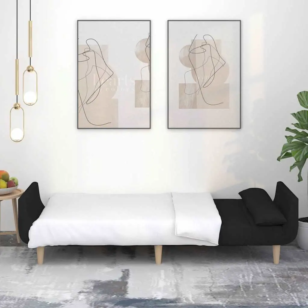 2-Seater Sofa Bed in Black Fabric