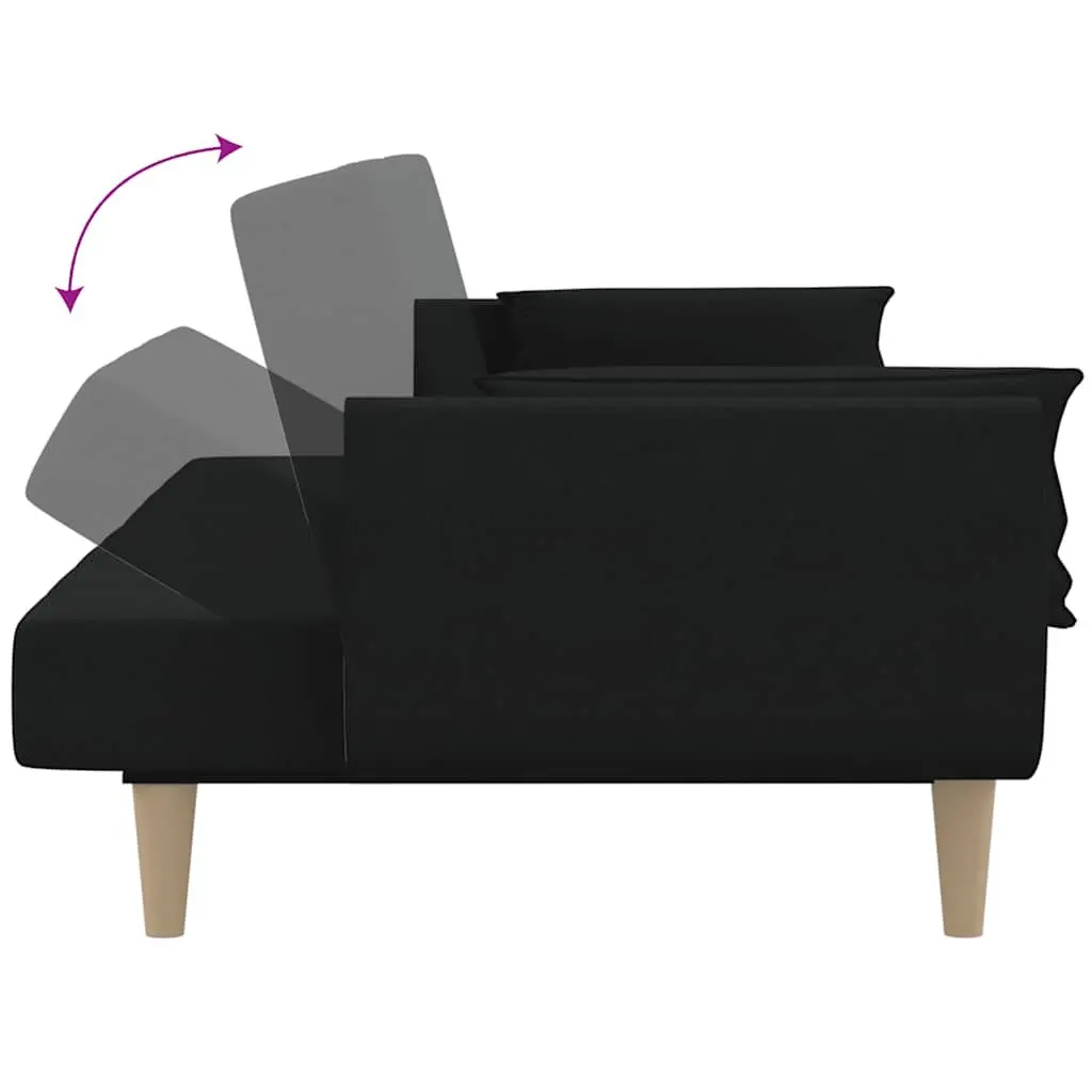 2-Seater Sofa Bed in Black Fabric