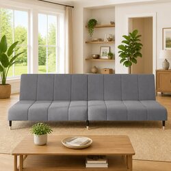 Grey Velvet 2-Seater Sofa Bed for Comfort and Style