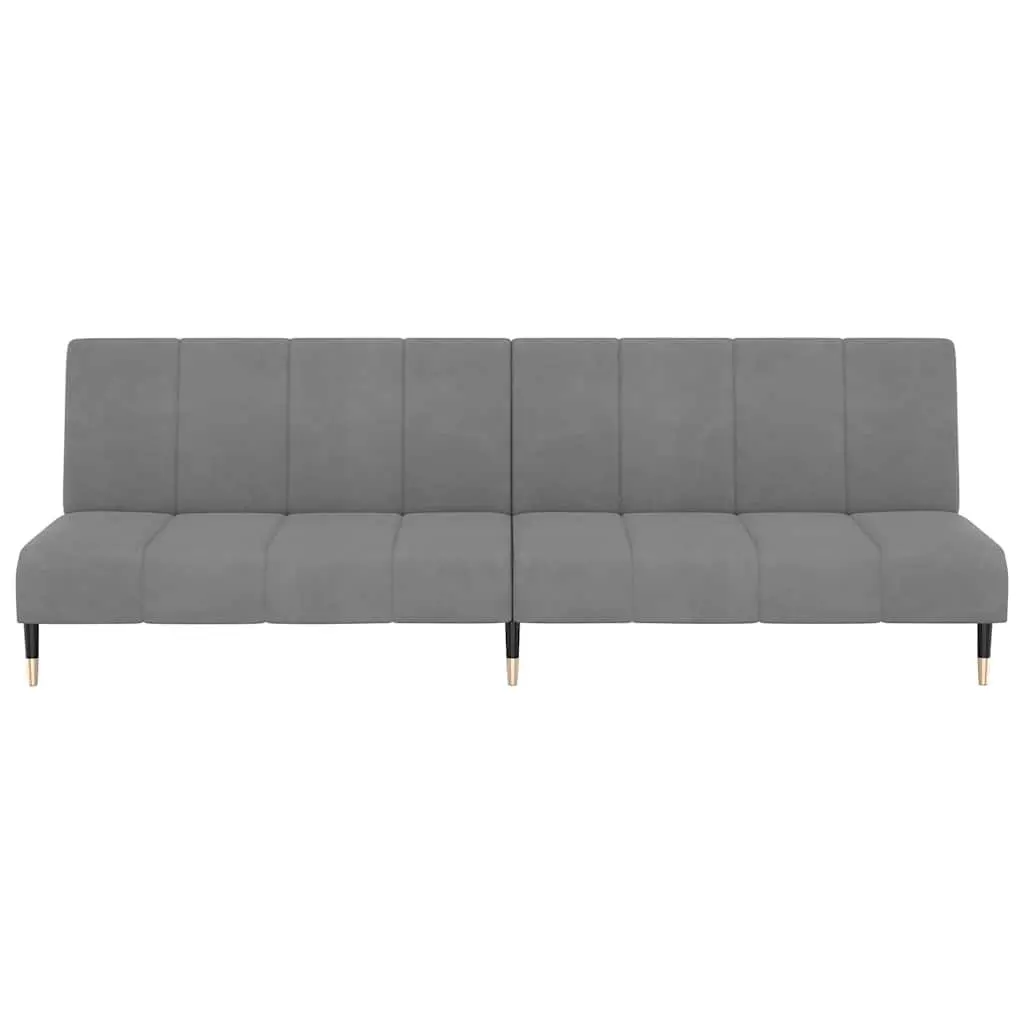 2-Seater Sofa Bed Grey Velvet Convertible Day Bed Guest Sleeping Furniture
