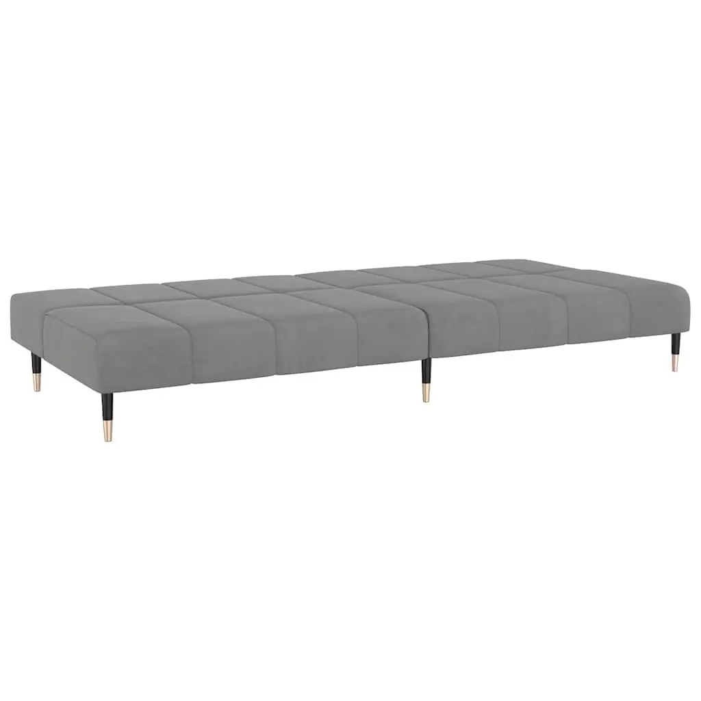 2-Seater Sofa Bed Grey Velvet Convertible Day Bed Guest Sleeping Furniture