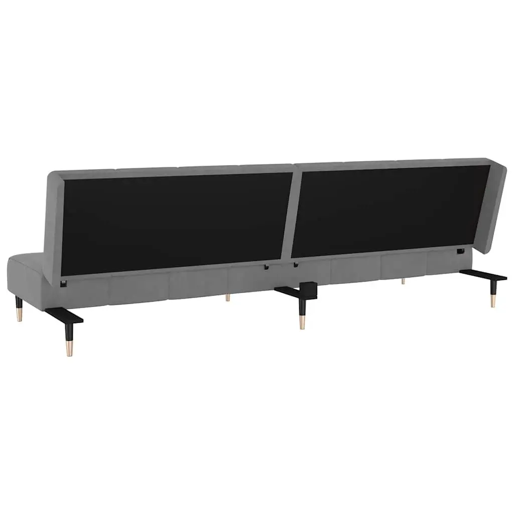 2-Seater Sofa Bed Grey Velvet Convertible Day Bed Guest Sleeping Furniture