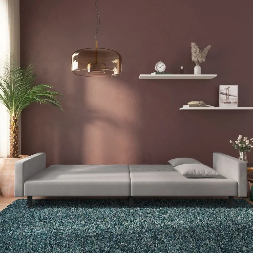 2-Seater Sofa Bed in Grey Velvet