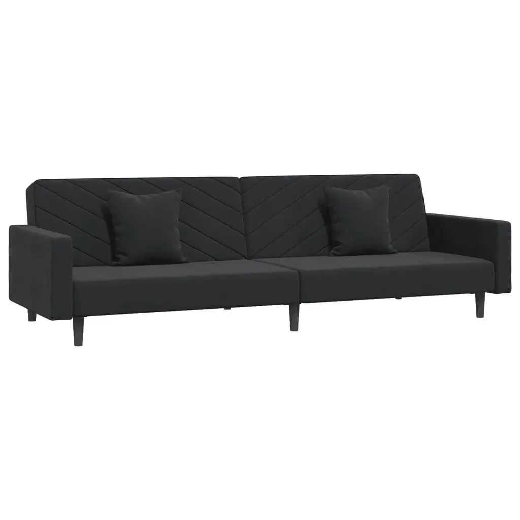 Sofa Bed Black Velvet 2-Seater Convertible Day Bed Twin Bed