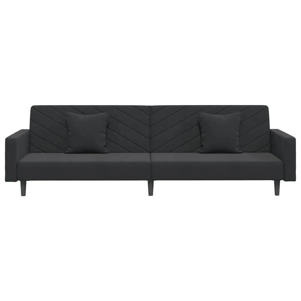 Sofa Bed Black Velvet 2-Seater Convertible Day Bed Twin Bed