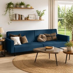 Blue Velvet 2-Seater Sofa Bed for Comfort and Style