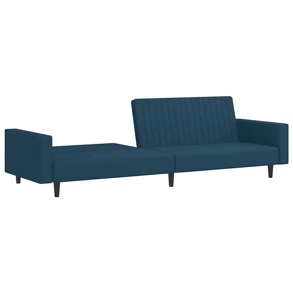 2-Seater Sofa Bed Blue Velvet Convertible Sleeper Couch