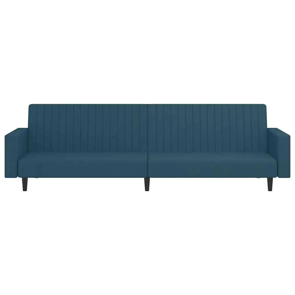 2-Seater Sofa Bed Blue Velvet Convertible Sleeper Couch