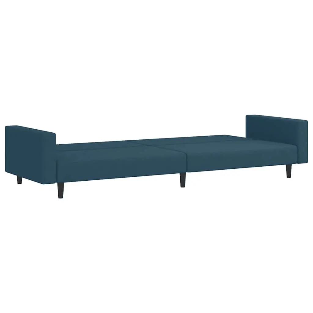 2-Seater Sofa Bed Blue Velvet Convertible Sleeper Couch