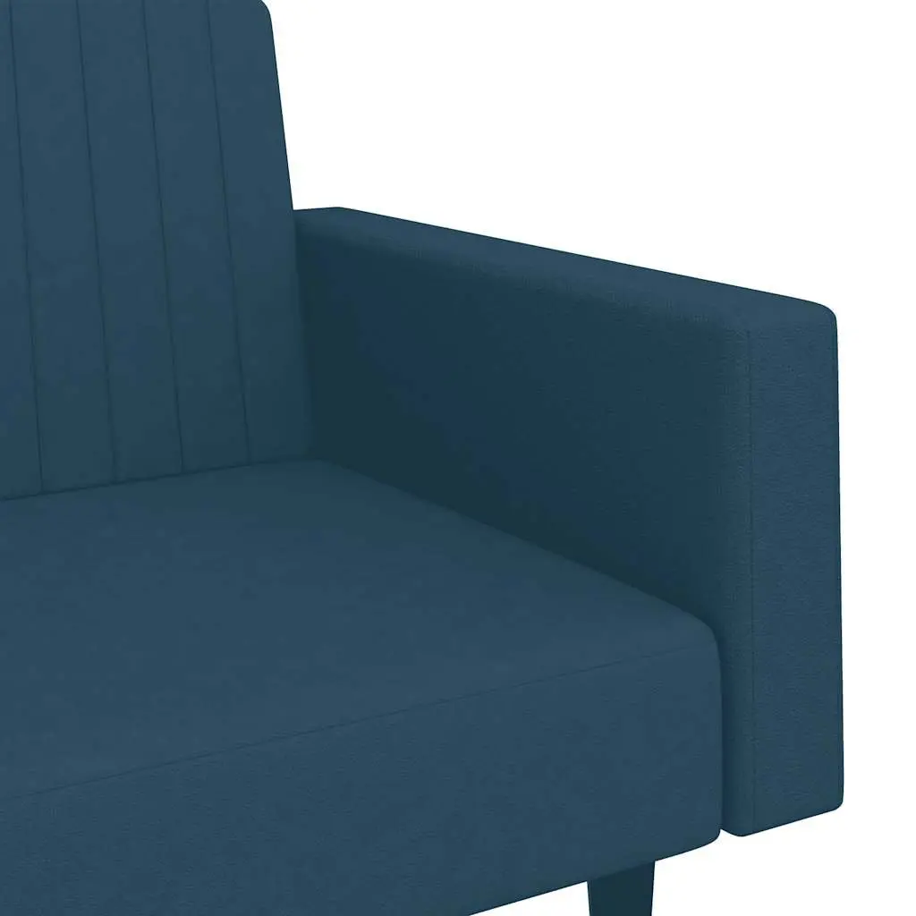 2-Seater Sofa Bed Blue Velvet Convertible Sleeper Couch