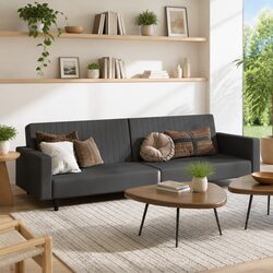 Grey Velvet 2-Seater Convertible Sofa Bed